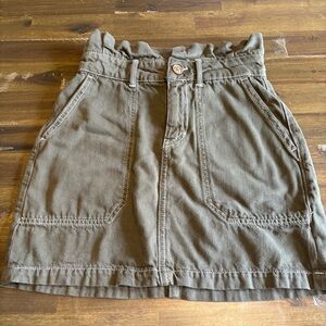 Free People Splendor Mini Skirt Army Cargo Utility Paper Bag Green Womens 0